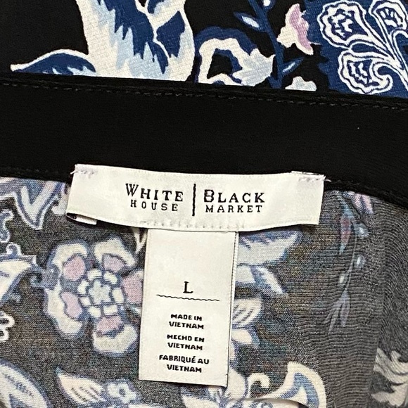 WHBM Paisley Shift Dress Black Blue Lilac White Mini Midi Knee Career Office Lrg - Picture 11 of 14